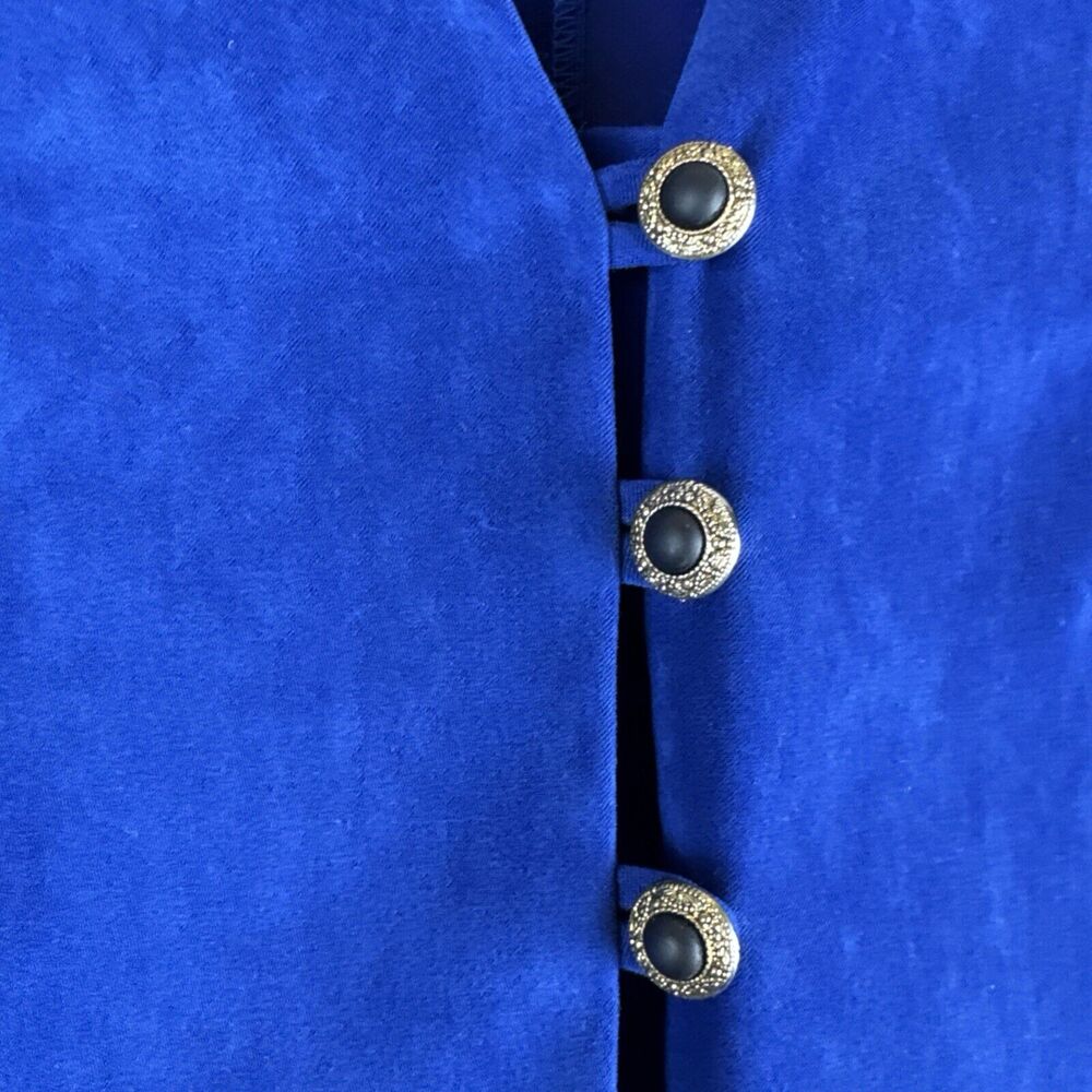 Vintage Jessica Howard Velvet Blazer Womens 8 Blue Gold Ribbon Trim Regal (1043) - Picture 4 of 12